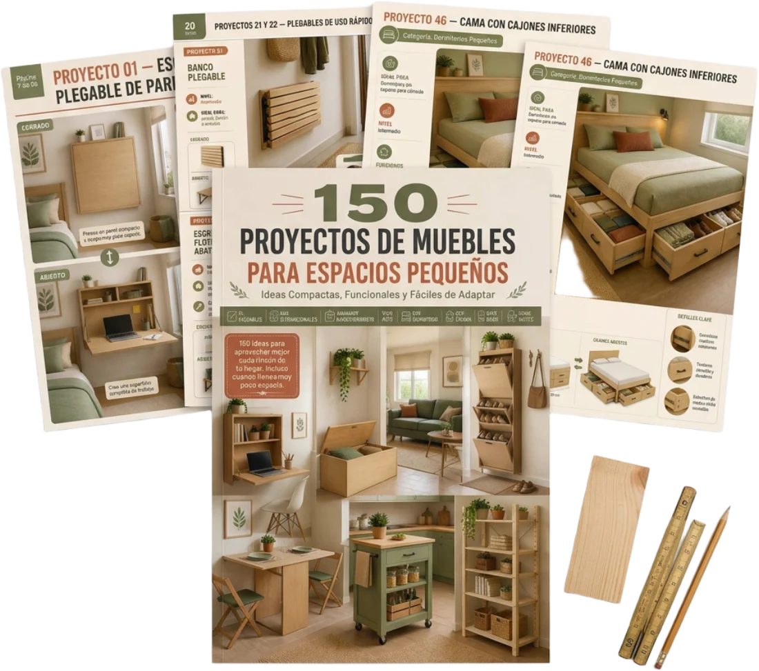 Catálogo impreso de 150 proyectos de muebles con páginas reales del material