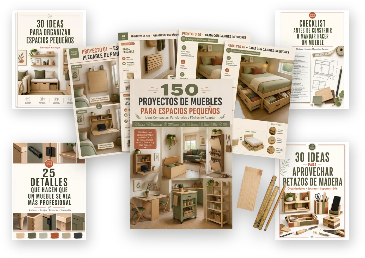 Paquete completo: catálogo de 150 proyectos con páginas reales y las 4 portadas de bonos