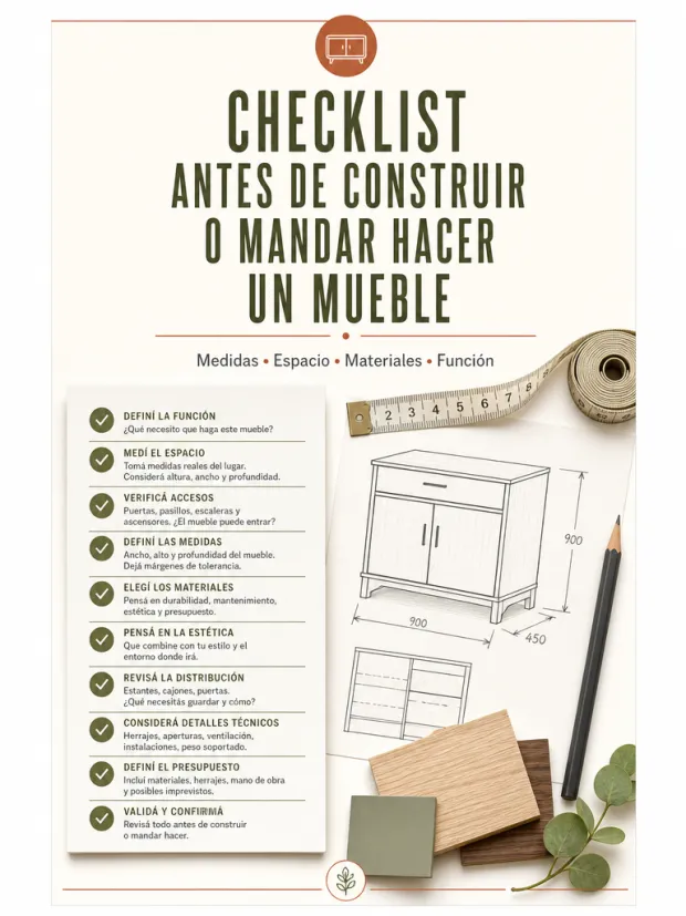 Portada del bono: Checklist Antes de Construir o Mandar Hacer un Mueble