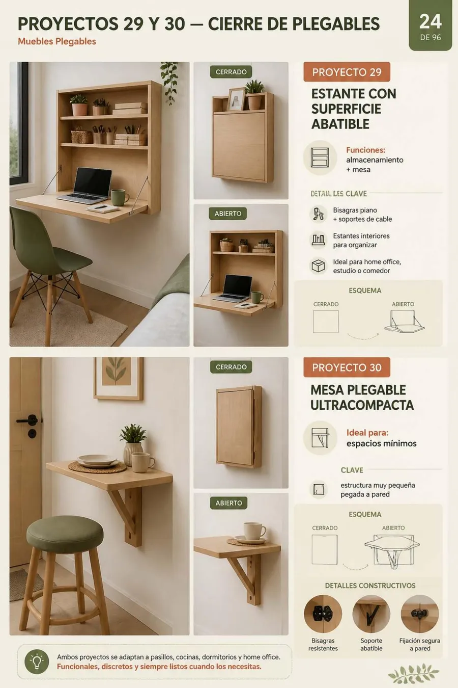 Proyectos 29 y 30 — Estante con superficie abatible